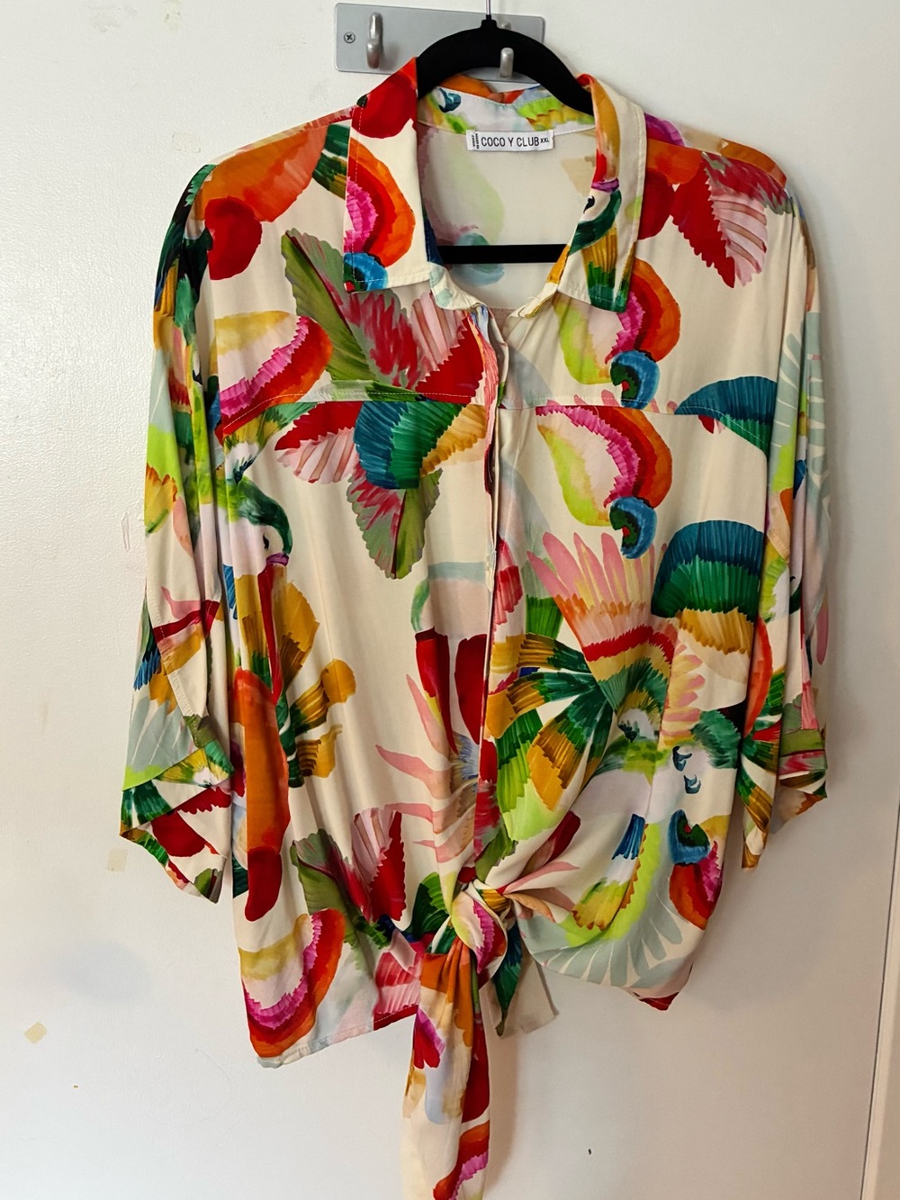 COCO Y CLUB Multicolor Tie-Front Button-Up Blouse